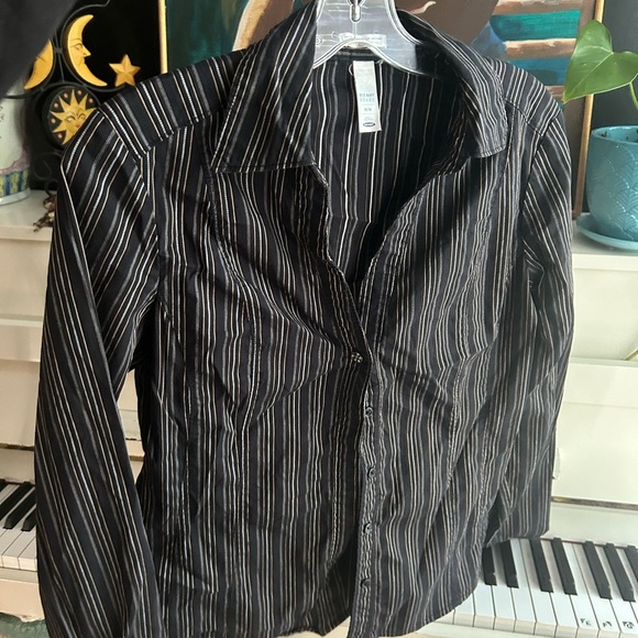 Y2K Old Navy Black Top with Pinstripes M - Picture 8 of 16